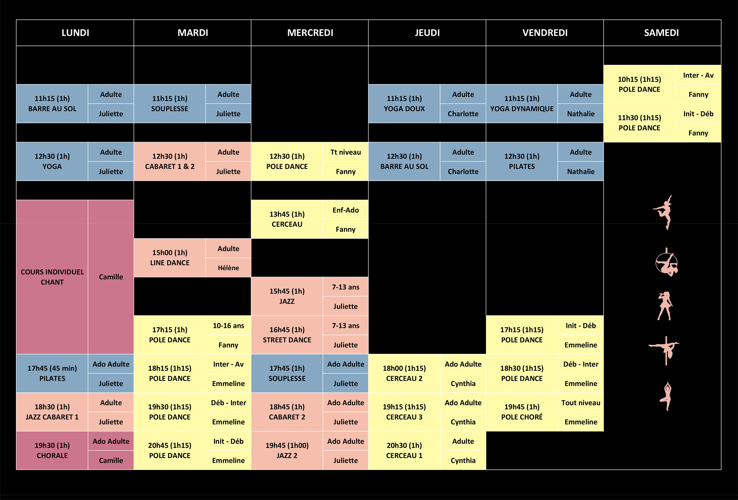 Planning cours 2024 2025